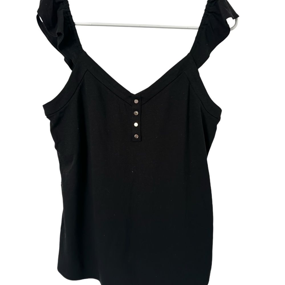 White House Black Market Black Ruffled Blouse - NWT